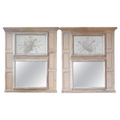 Pair of 19th Century Painted Pine Trumeau Mirrors with Original Mirror Glass