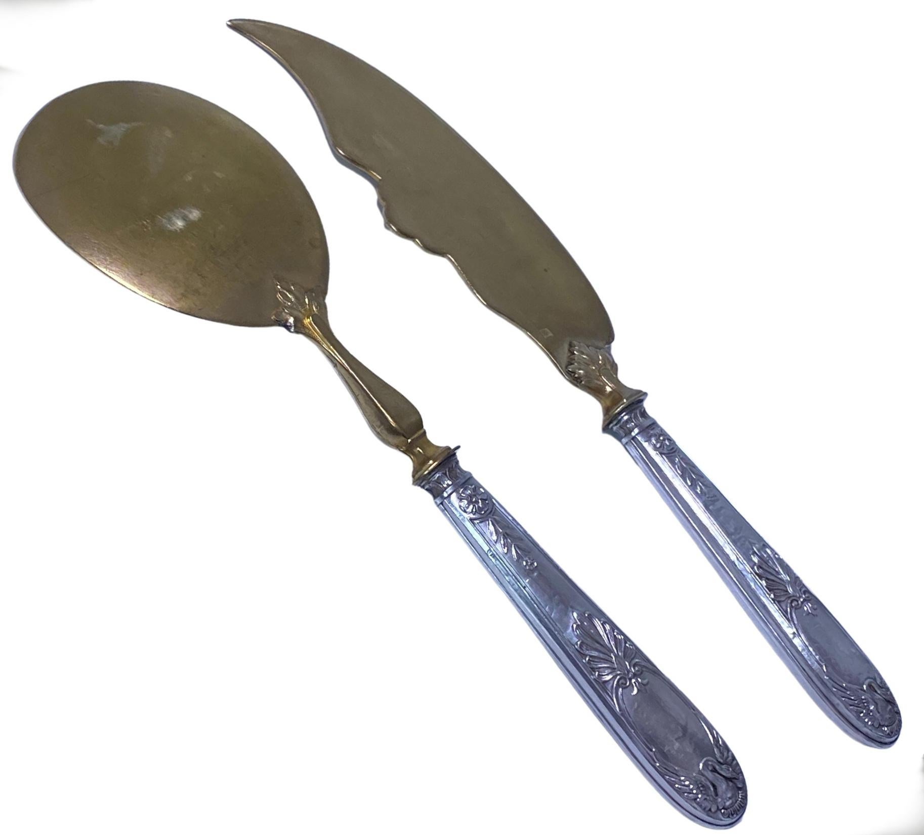Pair French 1st standard Silver Fruit and Cake Servers C.1920. For Sale 3