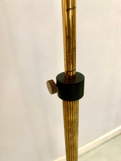 Pair  French Adjustable  Brass and Black Metal Floor Lamps