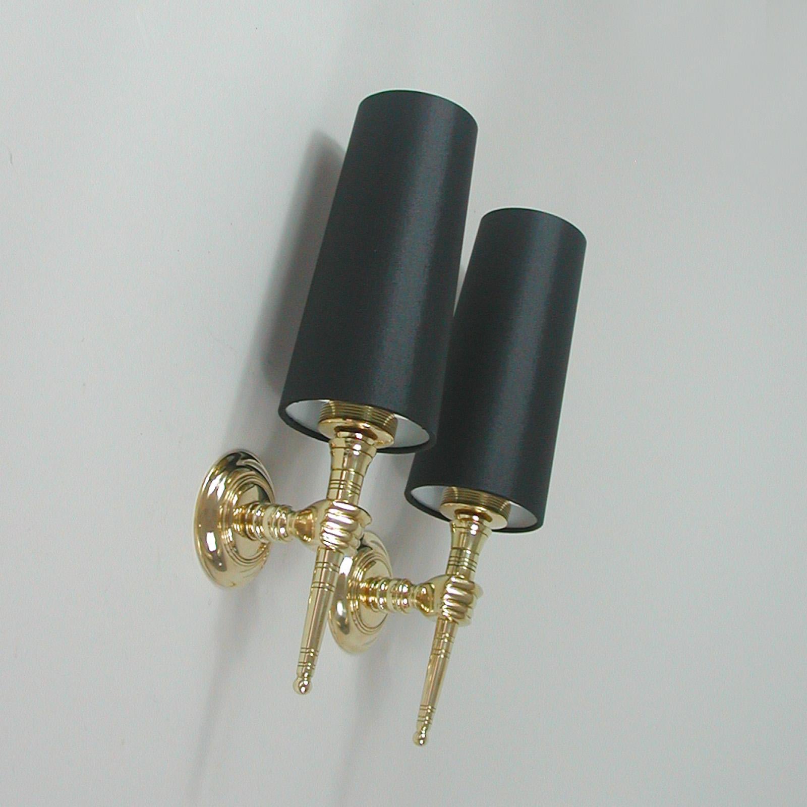 Pair French André Arbus Neoclassical Brass Hand Sconces, 1950s 7