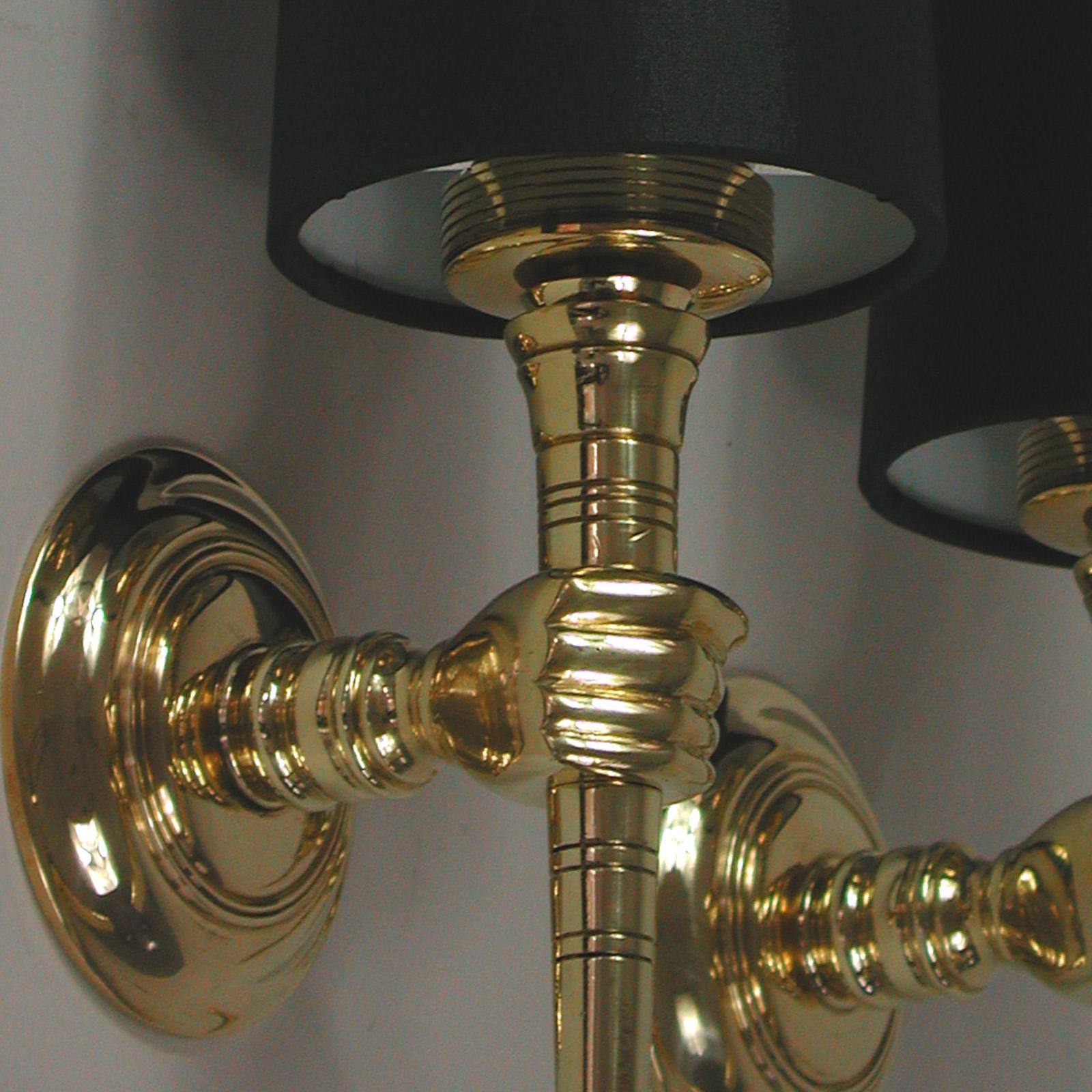 Pair French André Arbus Neoclassical Brass Hand Sconces, 1950s 3