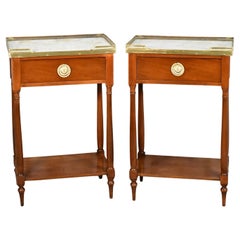 Pair French Antique Night Stands Bedside Cabinets Louis XVI Style in Mahogany