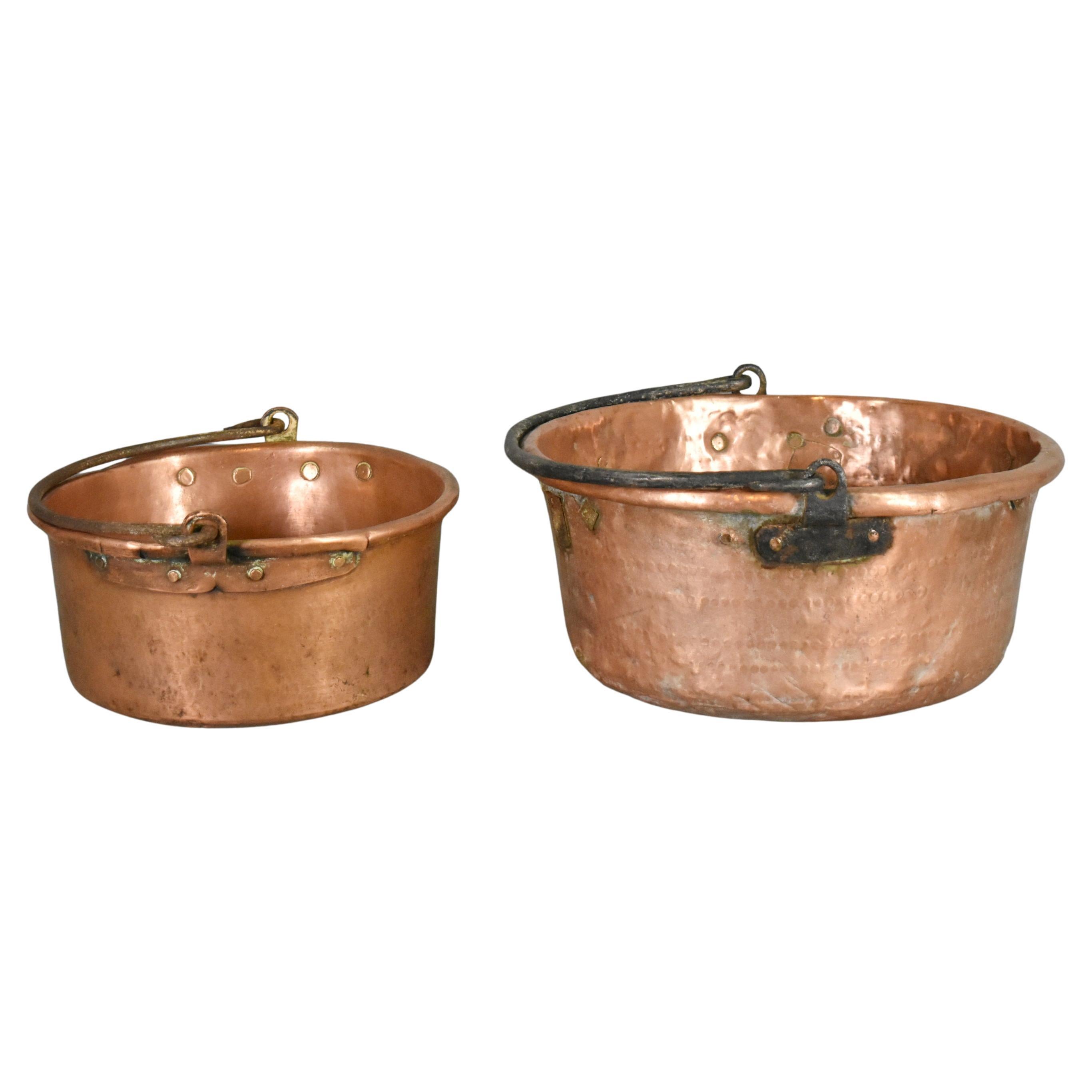 Pair French Antique Copper Cauldrons
