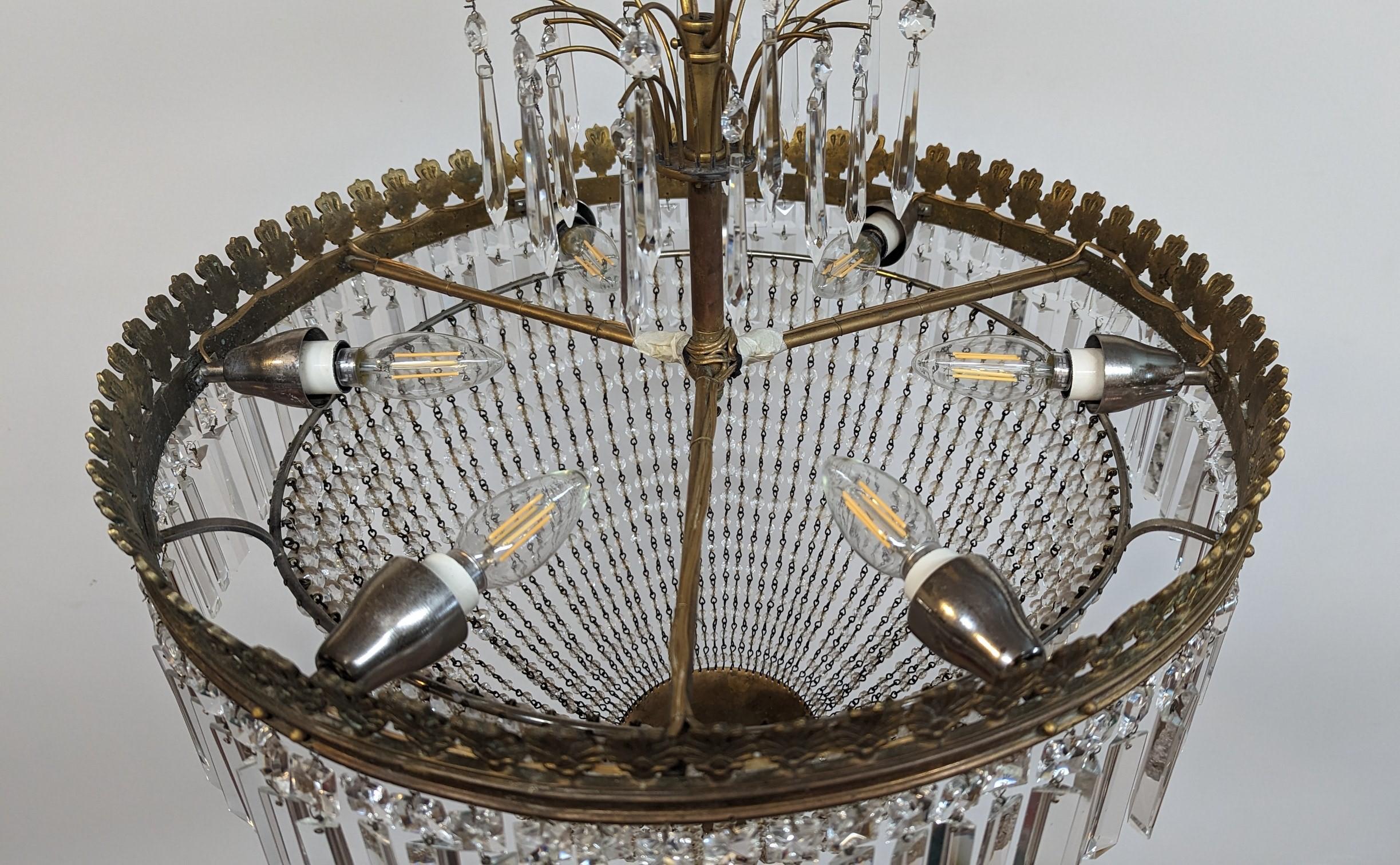 Pair French Antique Crystal & Bronze Chandeliers  For Sale 7