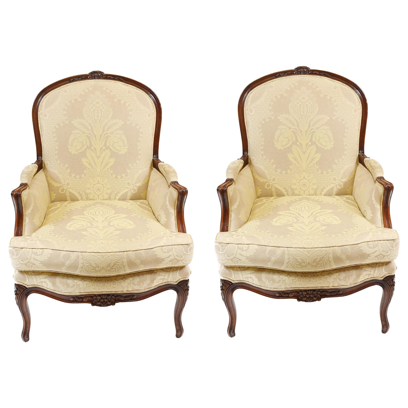 Paire de fauteuils de salon français anciens avec assise, 1930
