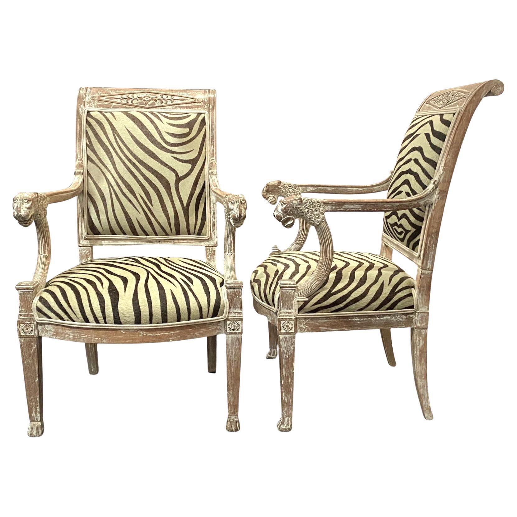 Pair French Arm Chairs For Sale