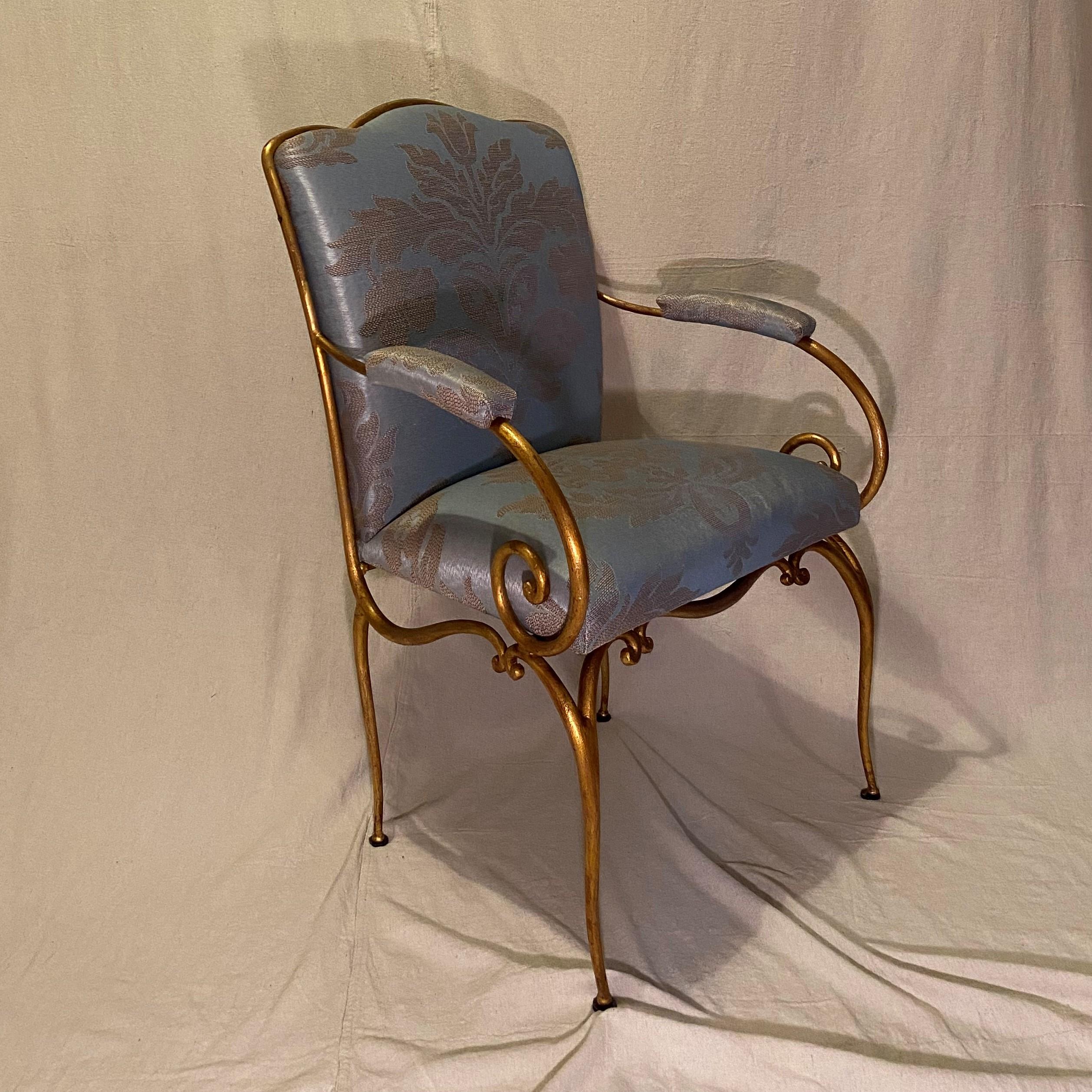 Gilt Pair French Art Deco / Art Modern Custom Armchairs by Designer Rene Drouet