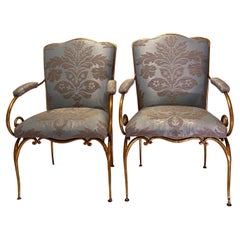 Pair French Art Deco / Art Modern Custom Armchairs by Designer Rene Drouet