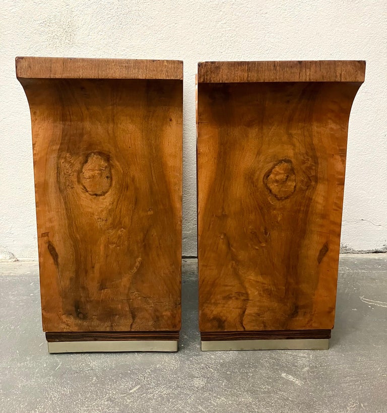 Pair French Art Deco Burlwood Tabourets For Sale 3