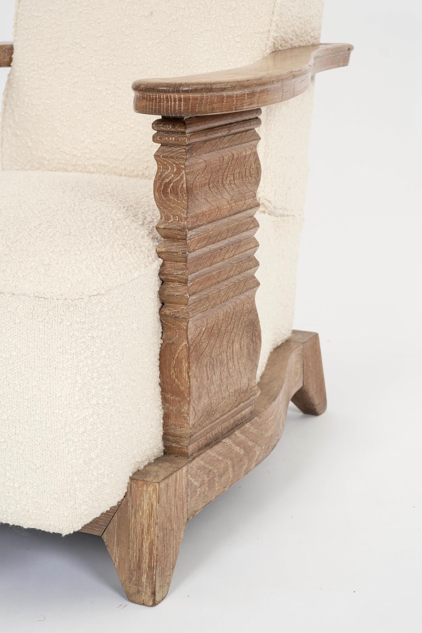 Paire de fauteuils de salon en chêne blanc cérusé Art Déco français en vente 5