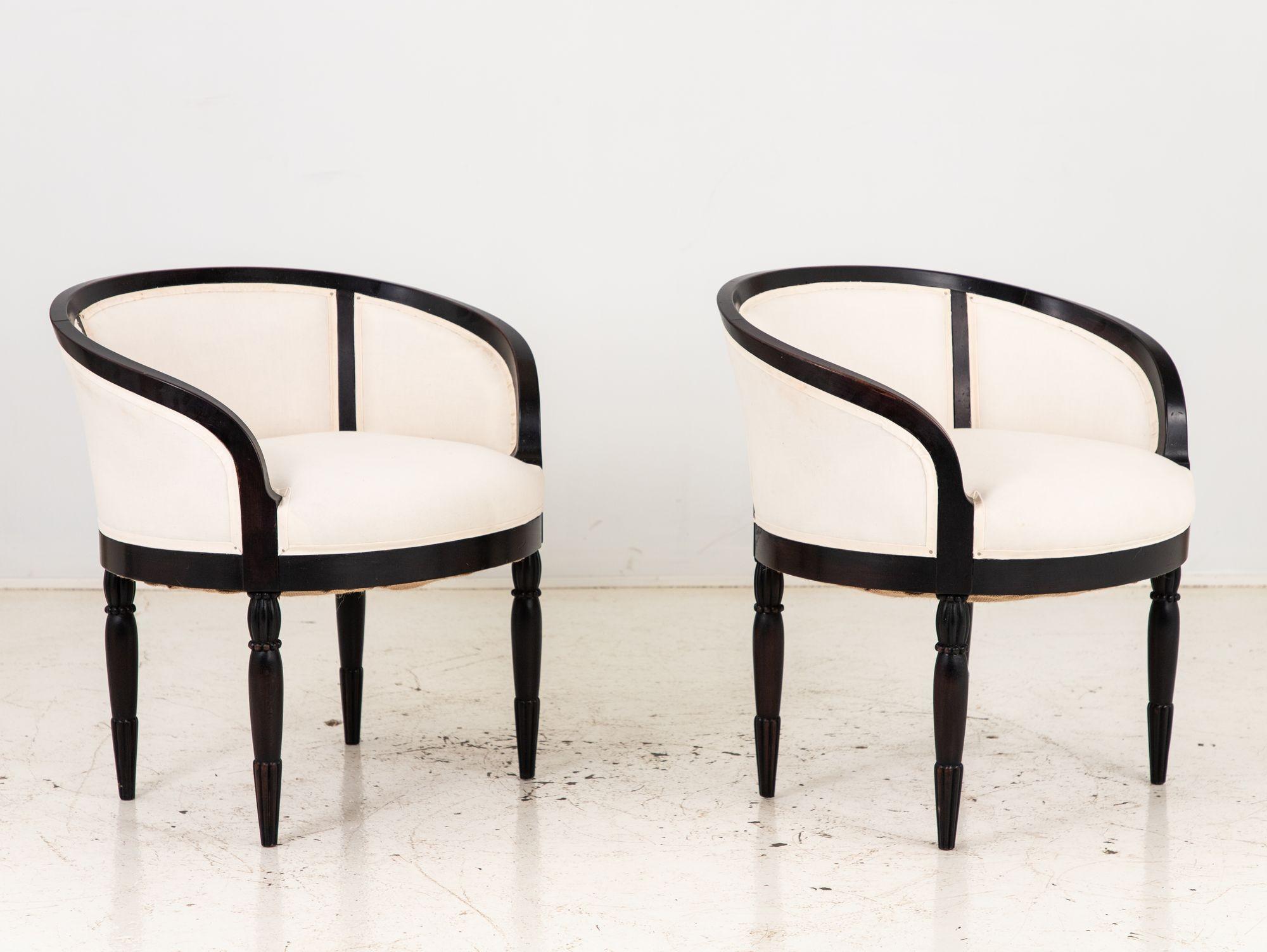 Wood Pair French Art Deco Chairs, 1930s For Sale