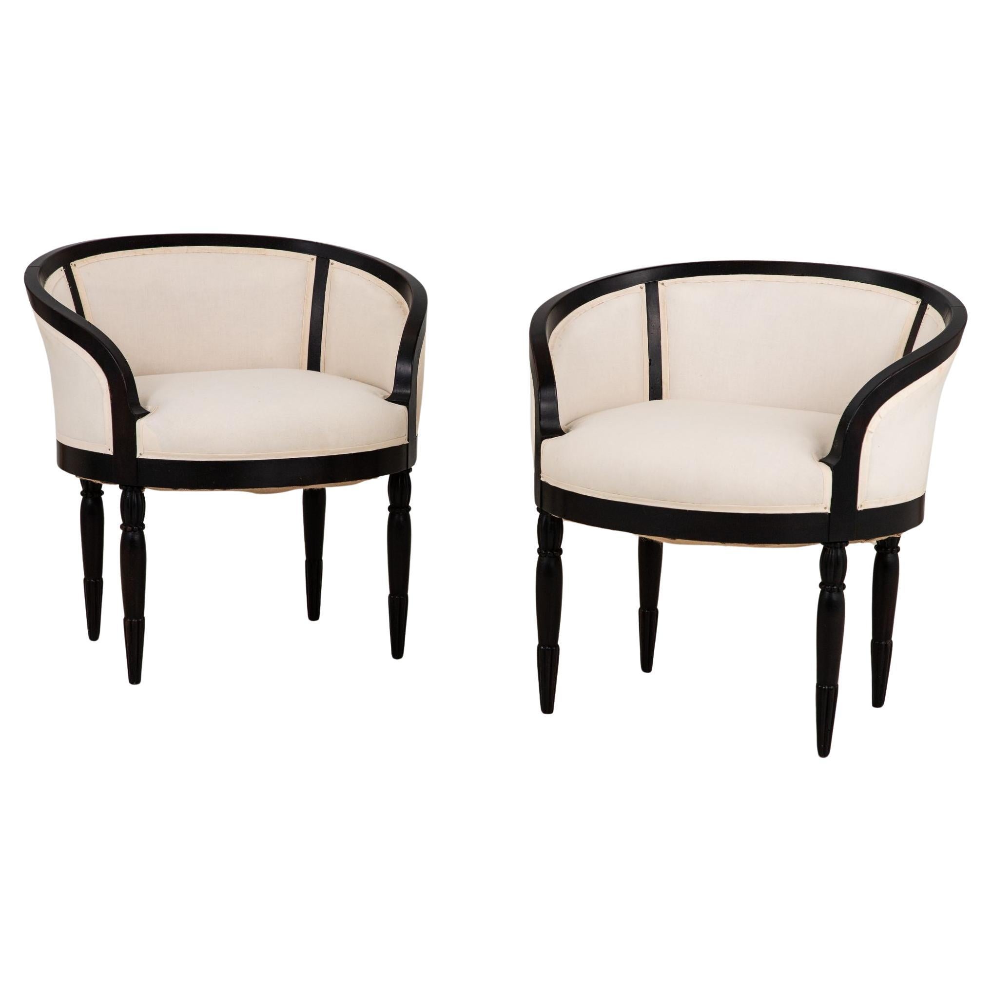Pair French Art Deco Chairs, 1930s For Sale