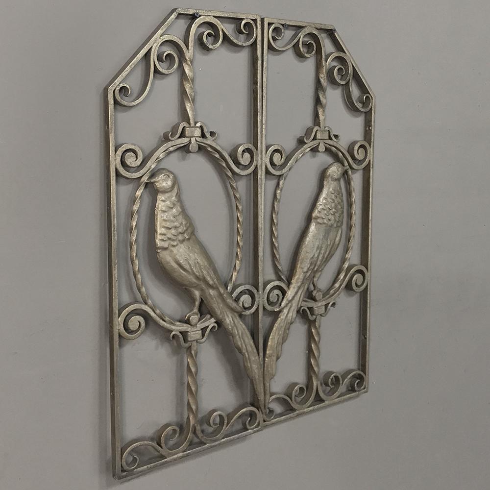 Hand-Crafted Pair of French Art Deco Gilded Wrought Iron Gates