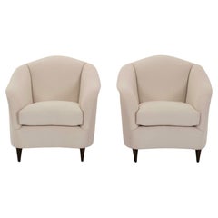 Pair French Art Deco Holland & Sherry Wool Boucle Lounge Chairs