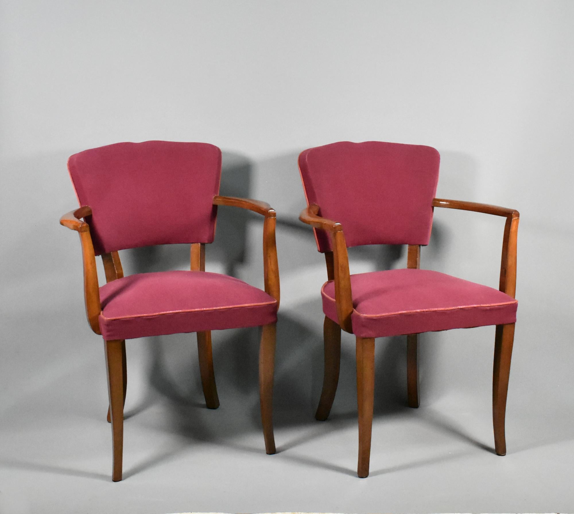 Polished Pair French Art Deco Moustache Bridge Chairs For Sale