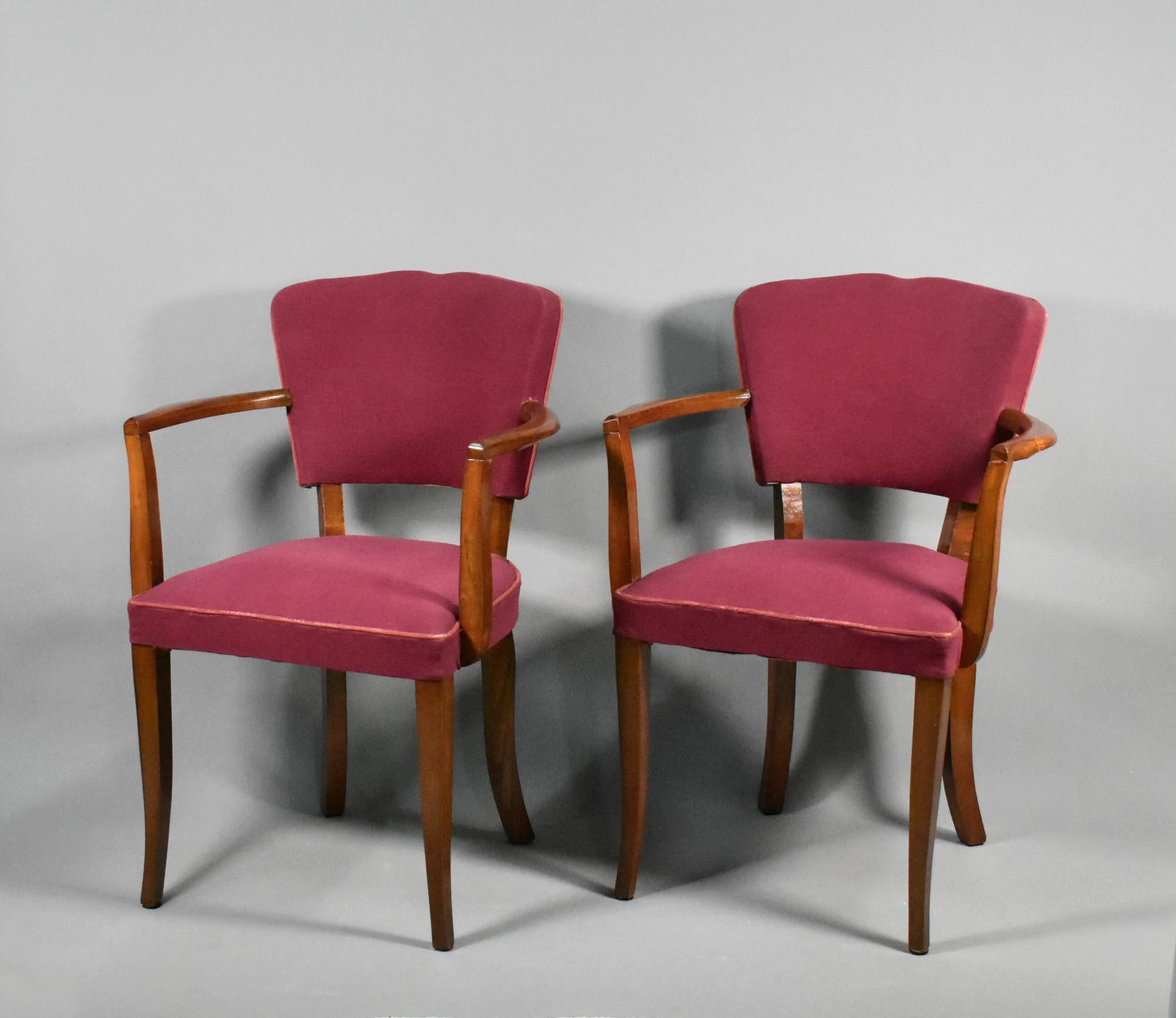 Pair French Art Deco Moustache Bridge Chairs In Good Condition In SAINTE-COLOMBE, FR