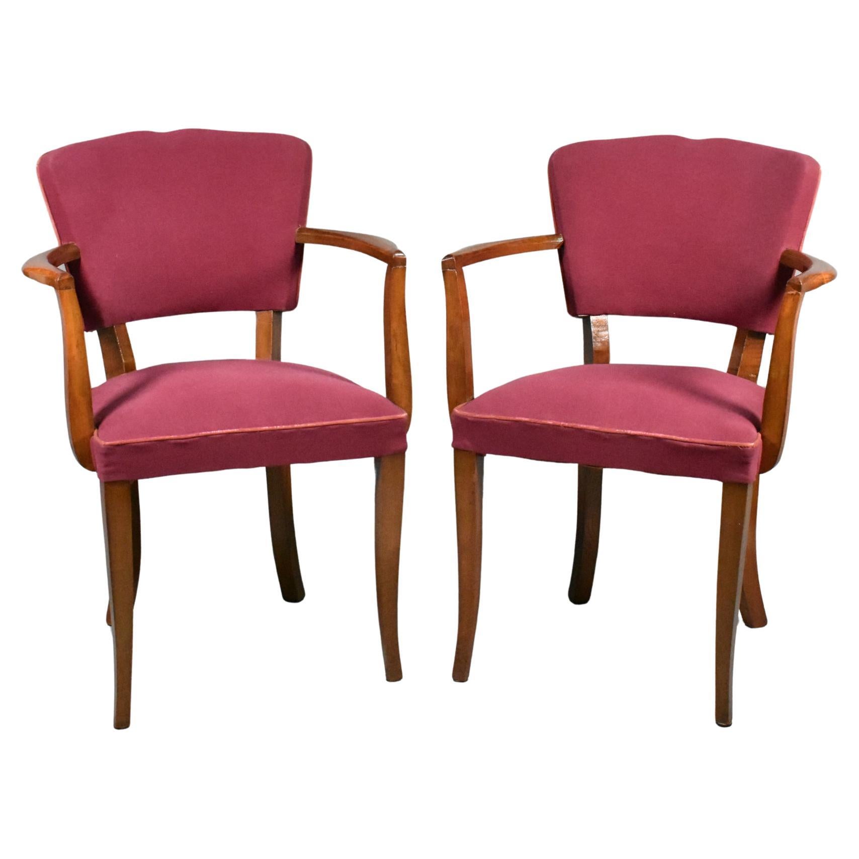 Pair French Art Deco Moustache Bridge Chairs For Sale