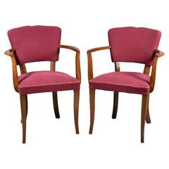 Pair French Art Deco Moustache Bridge Chairs