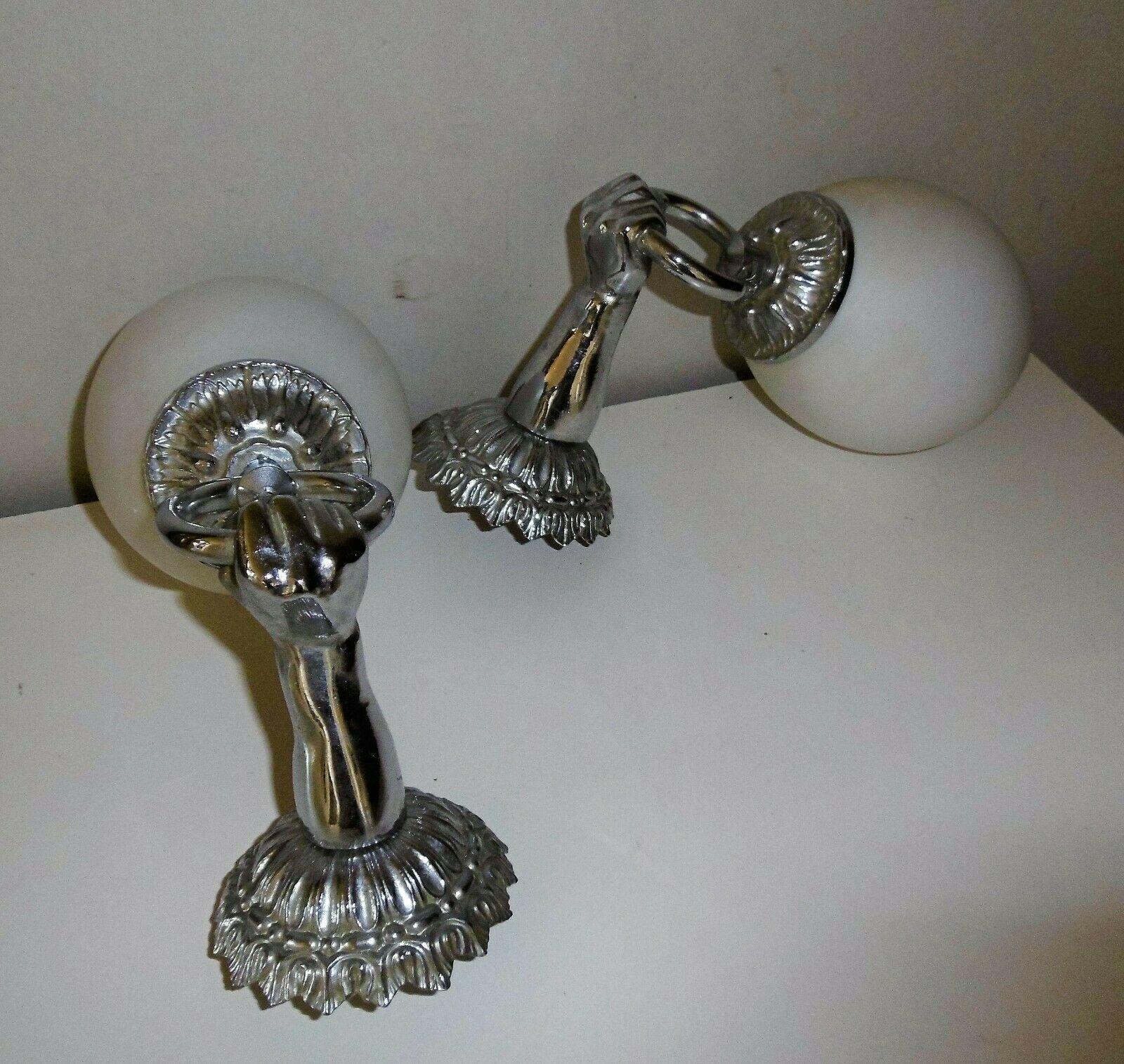 Pair French Art Deco Nickel over Bronze 