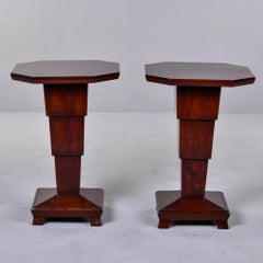 Pair French Art Deco Octagonal Mahogany Stands or Tables