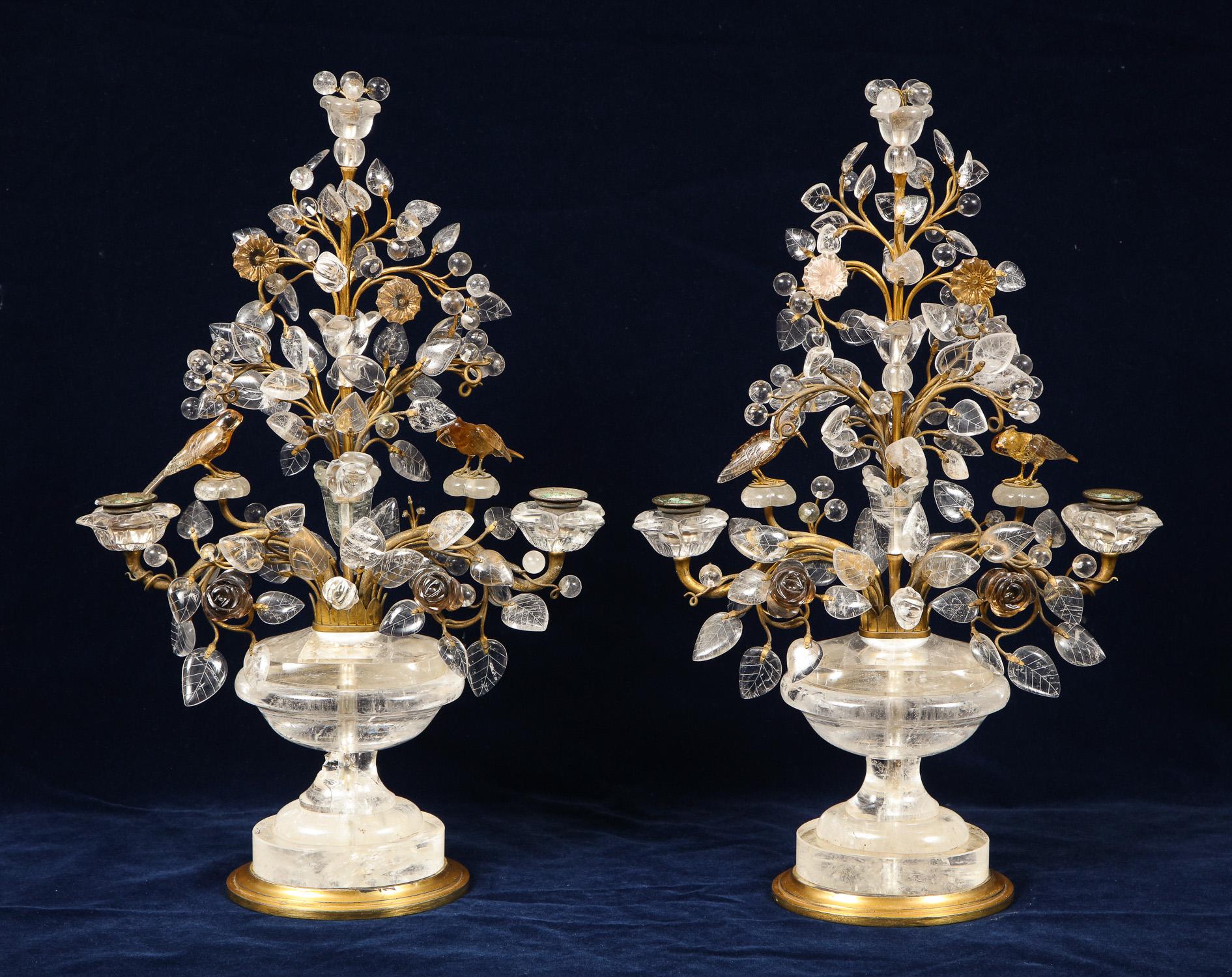 Pair of French Art Deco Period Baguès Rock Crystal/Gilt Bronze Candelabras/Lamps 7