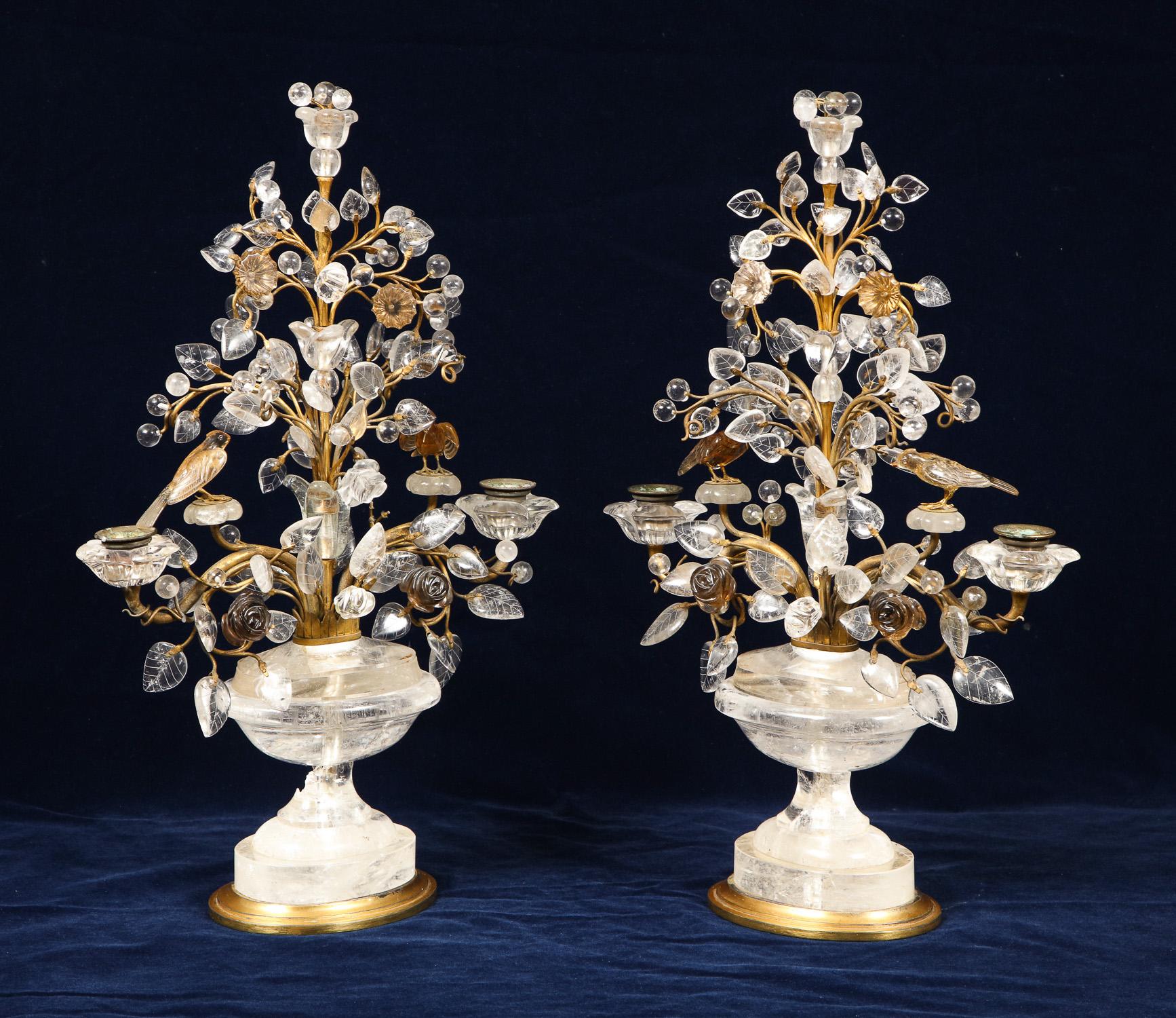 Pair of French Art Deco Period Baguès Rock Crystal/Gilt Bronze Candelabras/Lamps 1