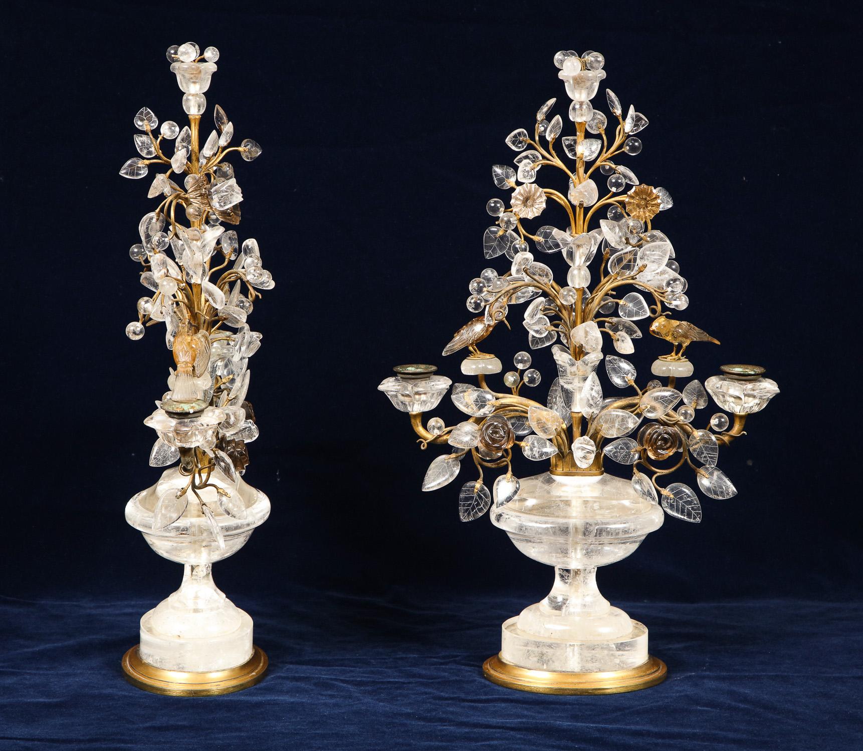 Pair of French Art Deco Period Baguès Rock Crystal/Gilt Bronze Candelabras/Lamps 3