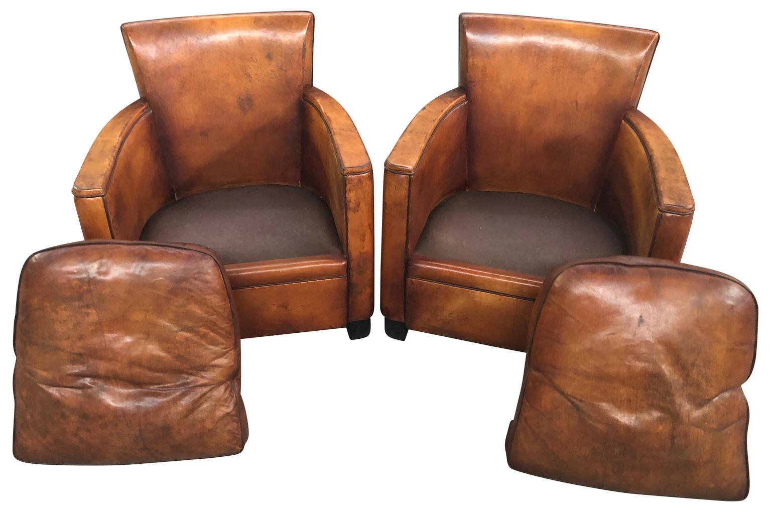 Pair of French Art Deco Style Club Chairs 7