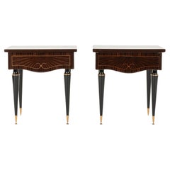 Pair French Art Deco Style Lacquered Nightstands Side Tables