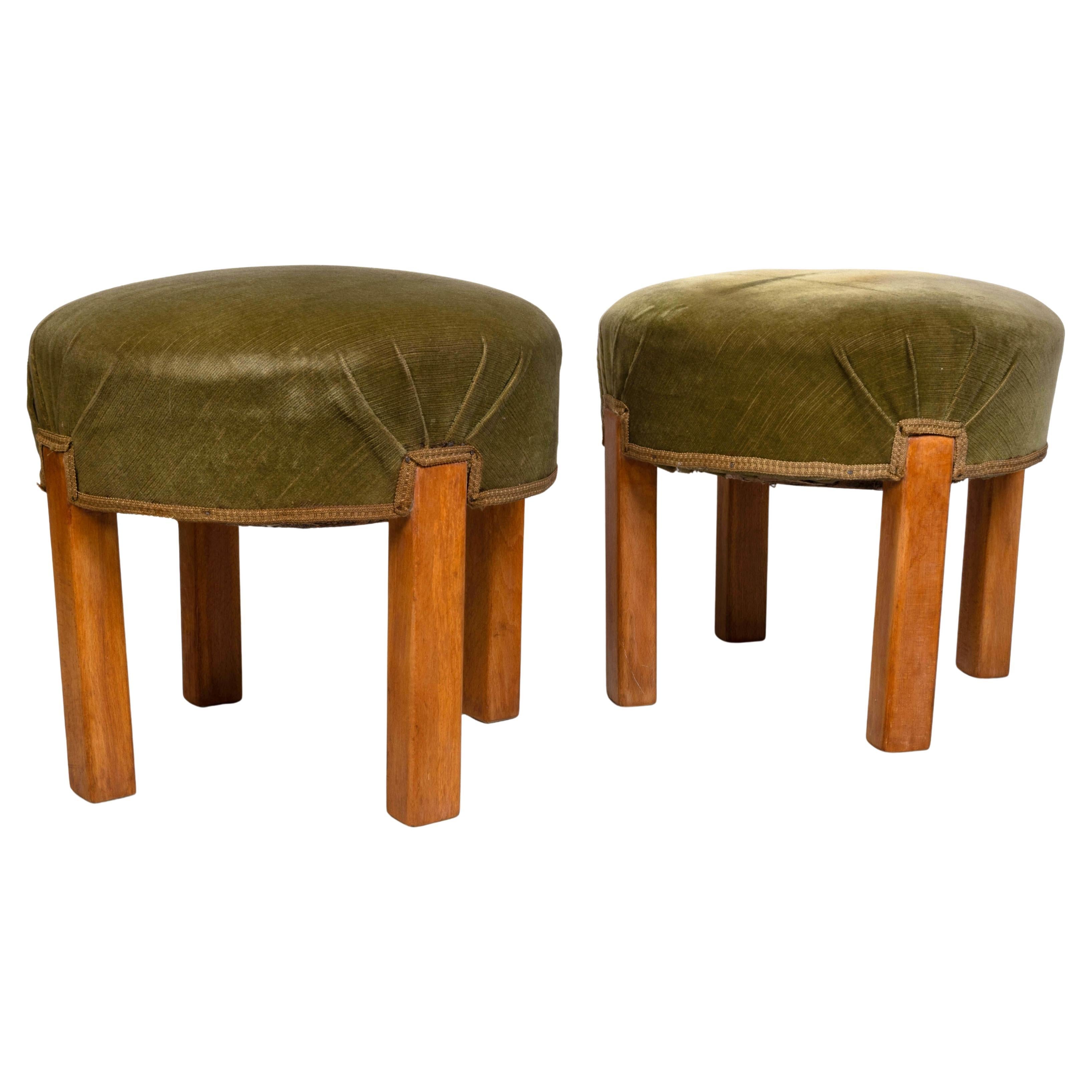 Coppia di sgabelli imbottiti francesi Art Deco in vendita