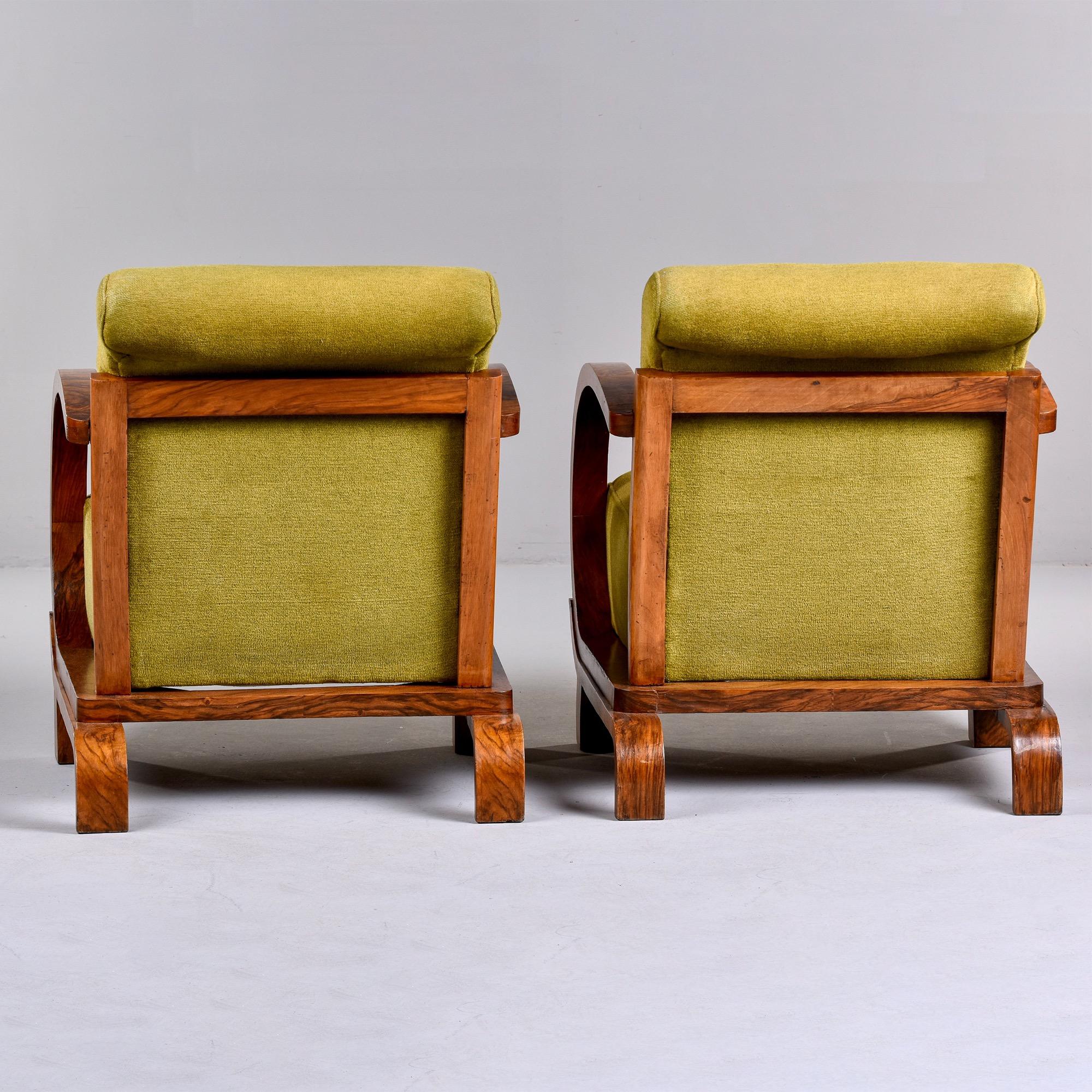 Pair French Art Deco Walnut Bentwood Armchairs with Original Upholstery 1