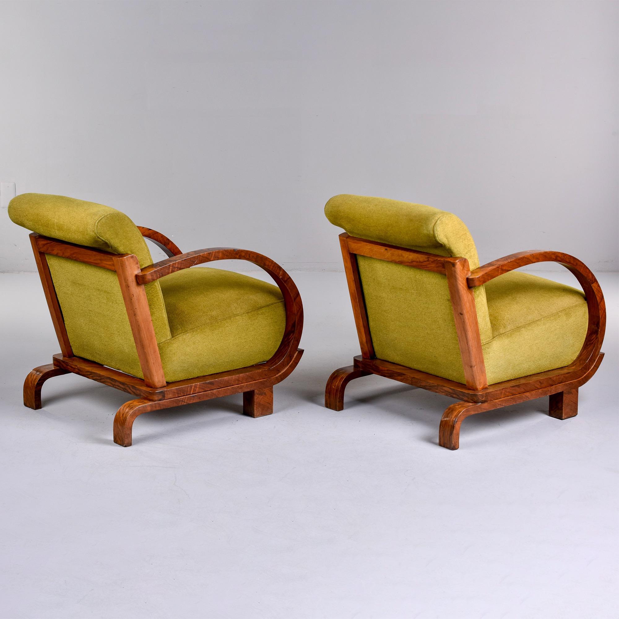 Pair French Art Deco Walnut Bentwood Armchairs with Original Upholstery 2