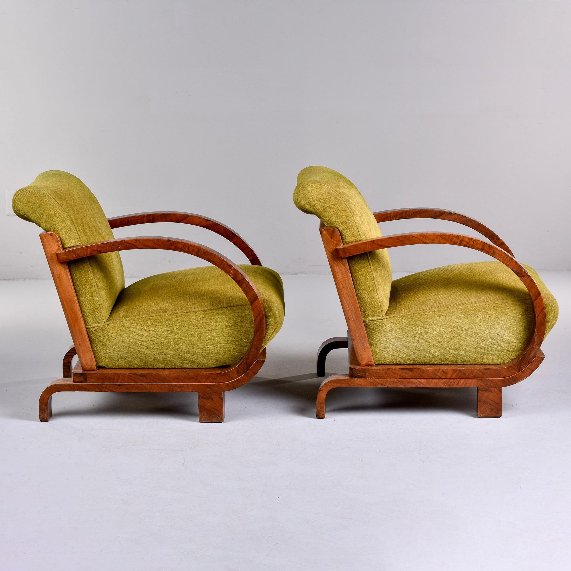 Pair French Art Deco Walnut Bentwood Armchairs with Original Upholstery 3