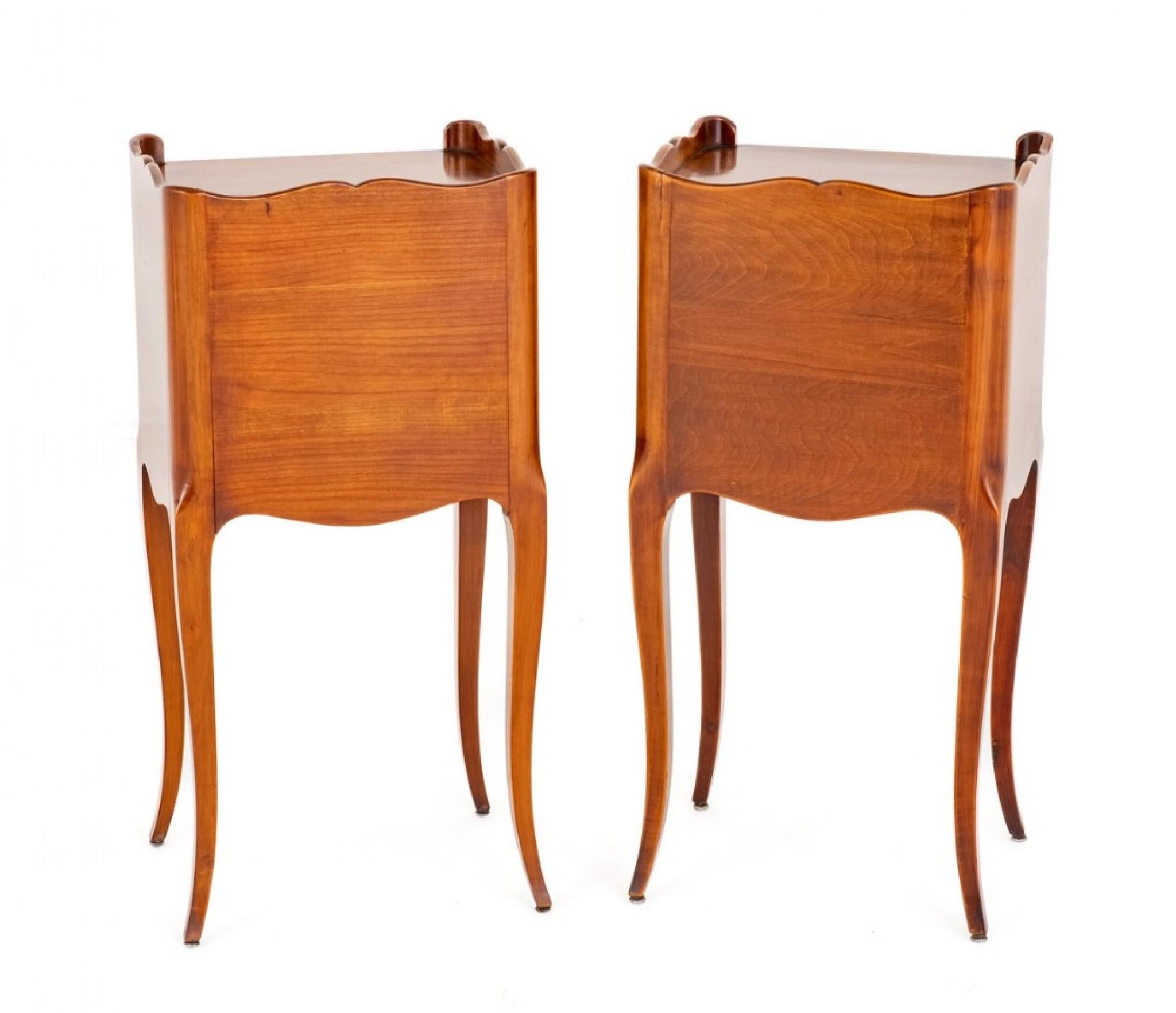 Late 20th Century Pair French Bedside Chests Antique Walnut Nightstands For Sale