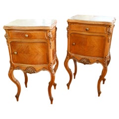 Pair French Bedside Chests Kingwood Nightstands 1910