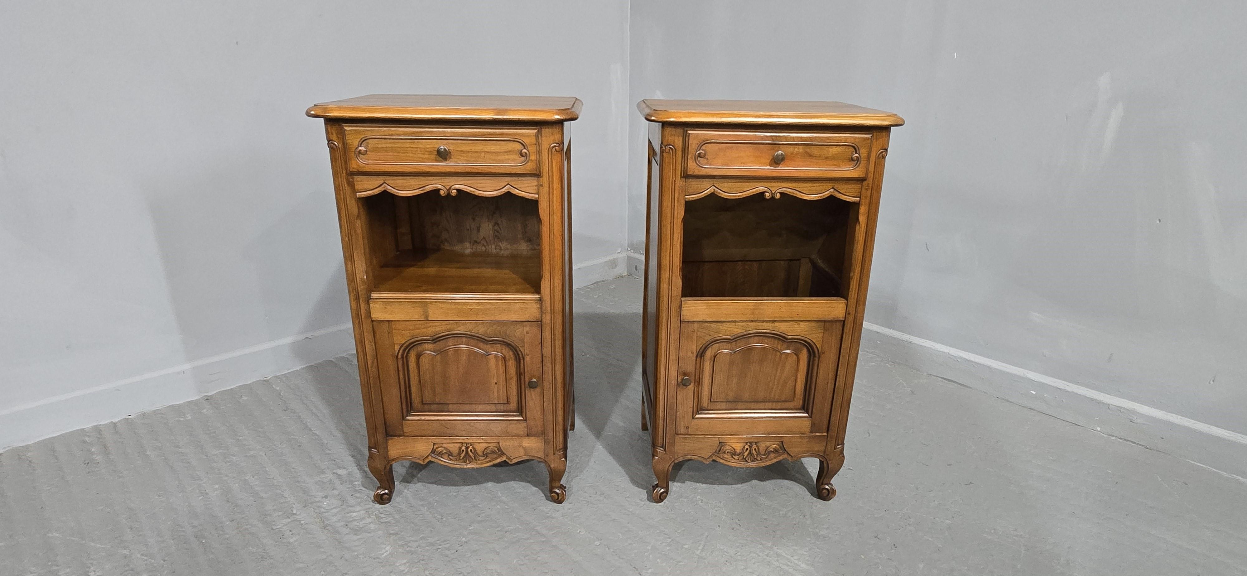 French Provincial Pair French Bedside Lamp Tables For Sale