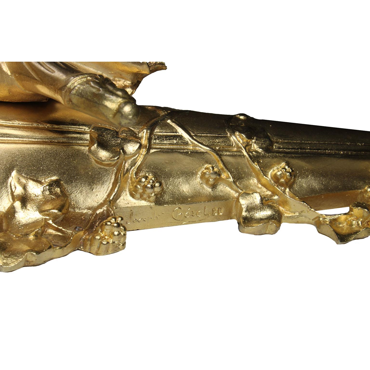 Pair French Belle Époque Gilt-Bronze Cherub Wall-Lights, After Joseph Chéret For Sale 8