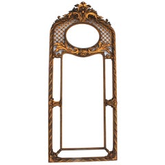 Pair French Belle Epoqué Louis XV Style Giltwood & Gesso Carved Trumeau Mirrors