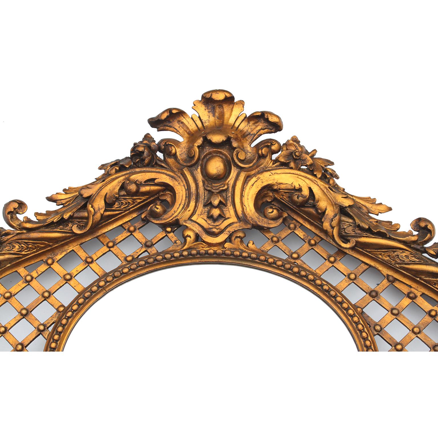 Paar französische Belle Epoque Louis XV Stil Giltholz & Gesso geschnitzt Trumeau Spiegel  (Französisch) im Angebot