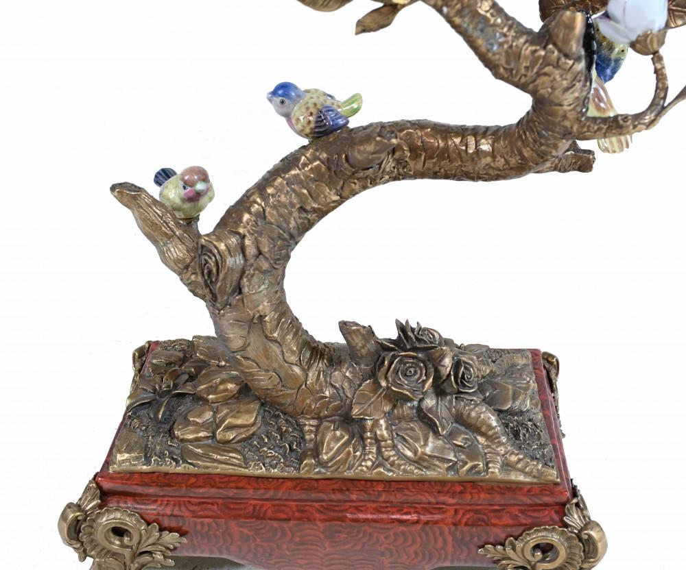 Pair French Bird Brand Displays Ormolu Porcelain Parrots In Good Condition For Sale In Potters Bar, GB