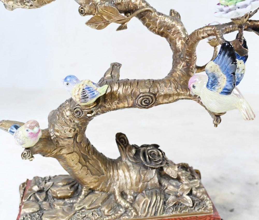 Pair French Bird Brand Displays Ormolu Porcelain Parrots For Sale 3