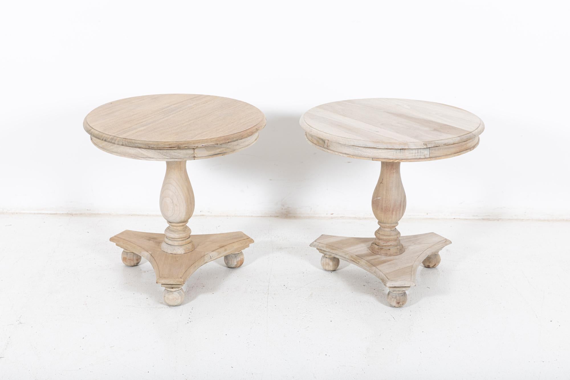 Circa late 20thC

Pair French bleached fruitwood side tables

Measures: W 60 x D 60 x H 58 cm.

  