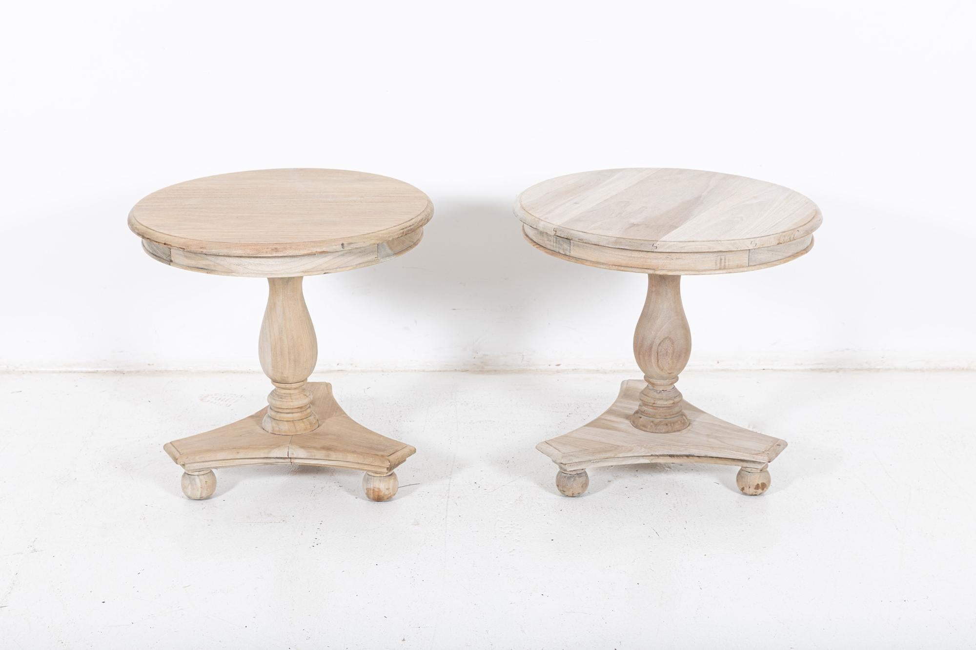 Late 20th Century Pair French Bleached Fruitwood Side Tables