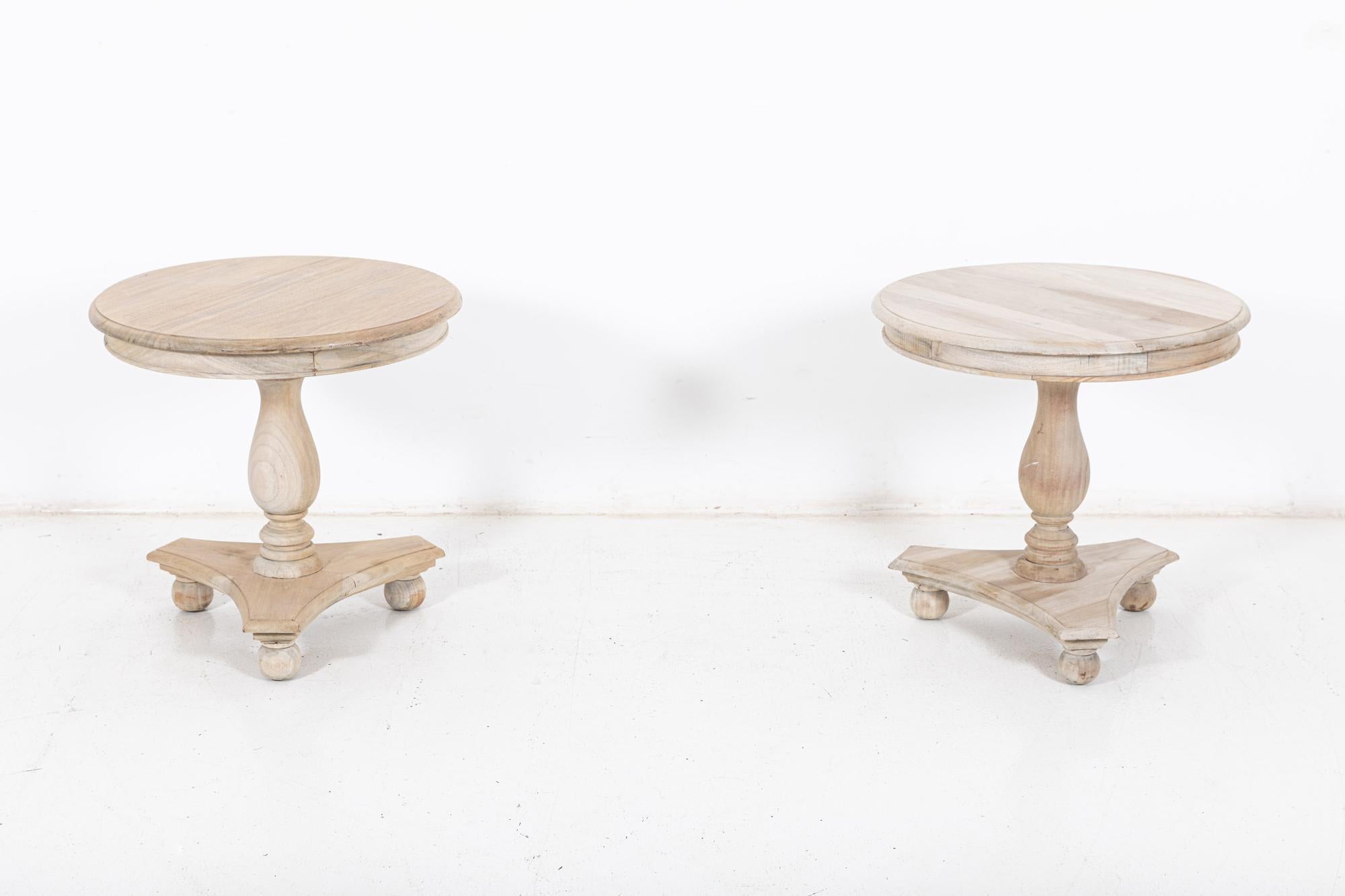 Pair French Bleached Fruitwood Side Tables 1