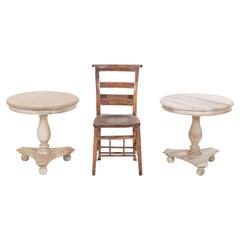 Pair French Bleached Fruitwood Side Tables