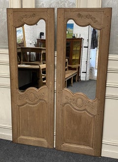 Pair French Bleached Oak Door Mirrors