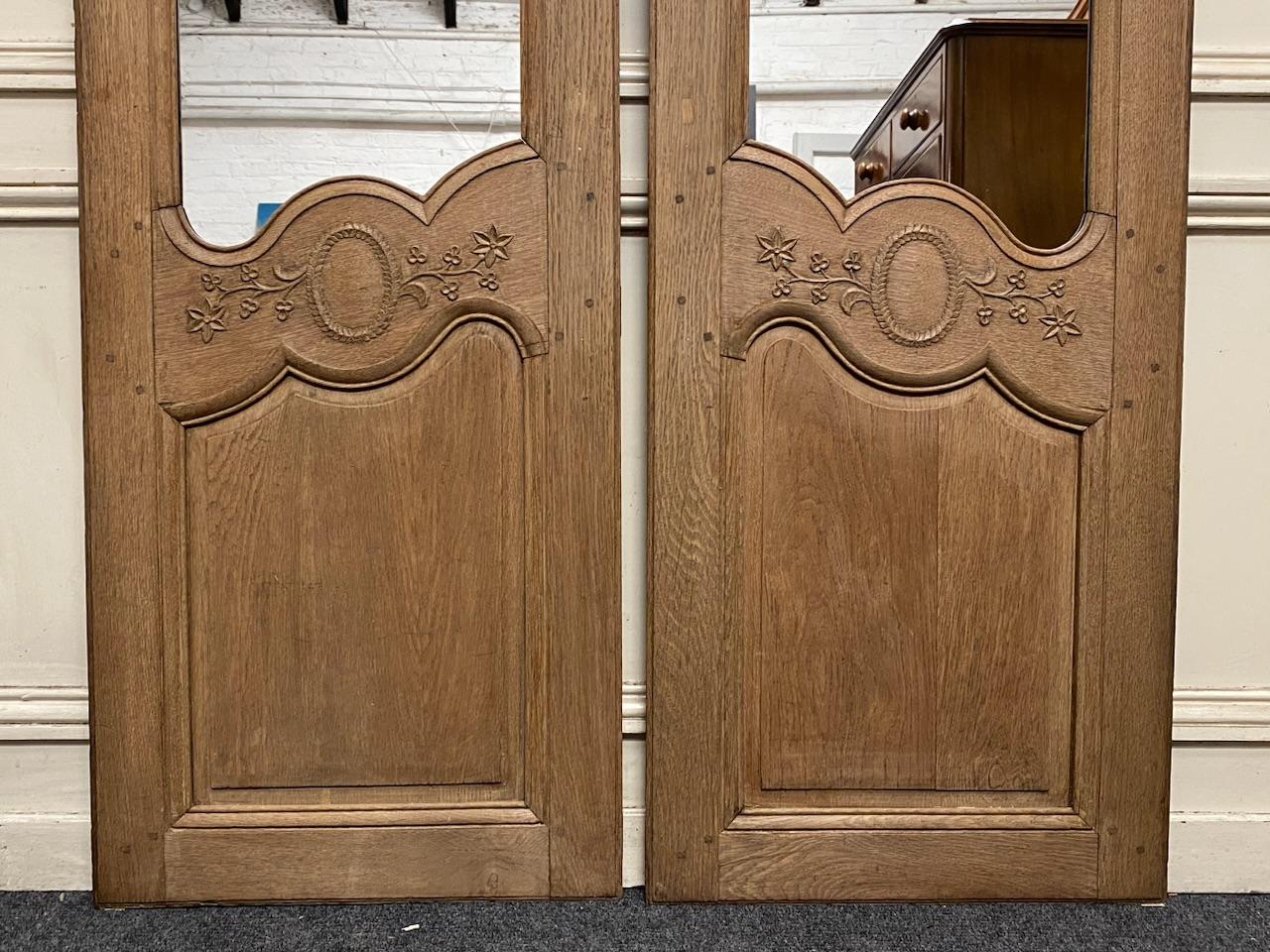 Pair French Bleached Oak Door Mirrors For Sale 1