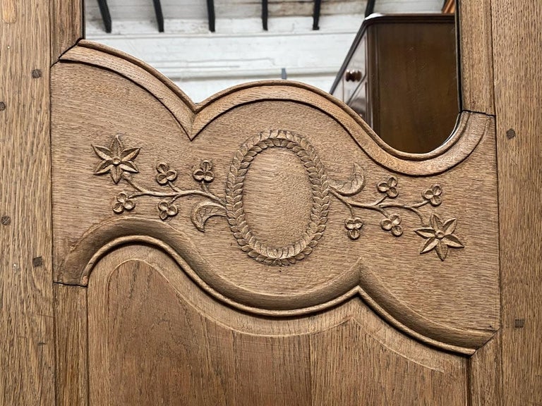 Pair French Bleached Oak Door Mirrors For Sale at 1stDibs