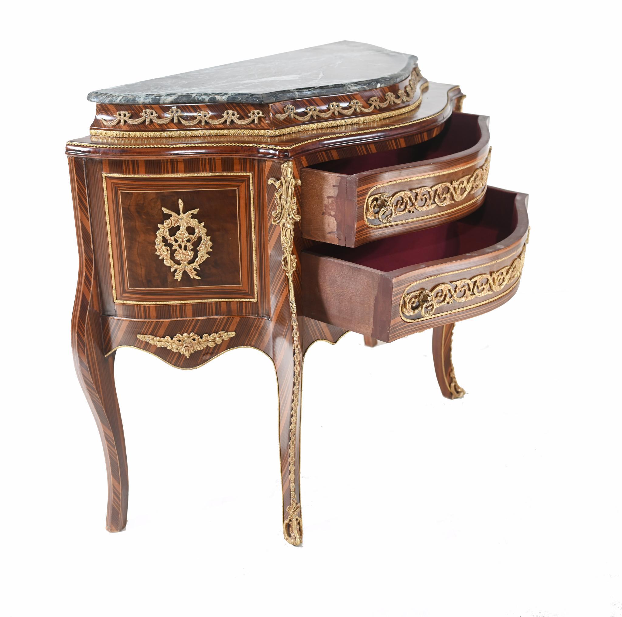 Pair French Bombe Commodes Napoleon II Chest Drawers In Good Condition For Sale In Potters Bar, GB