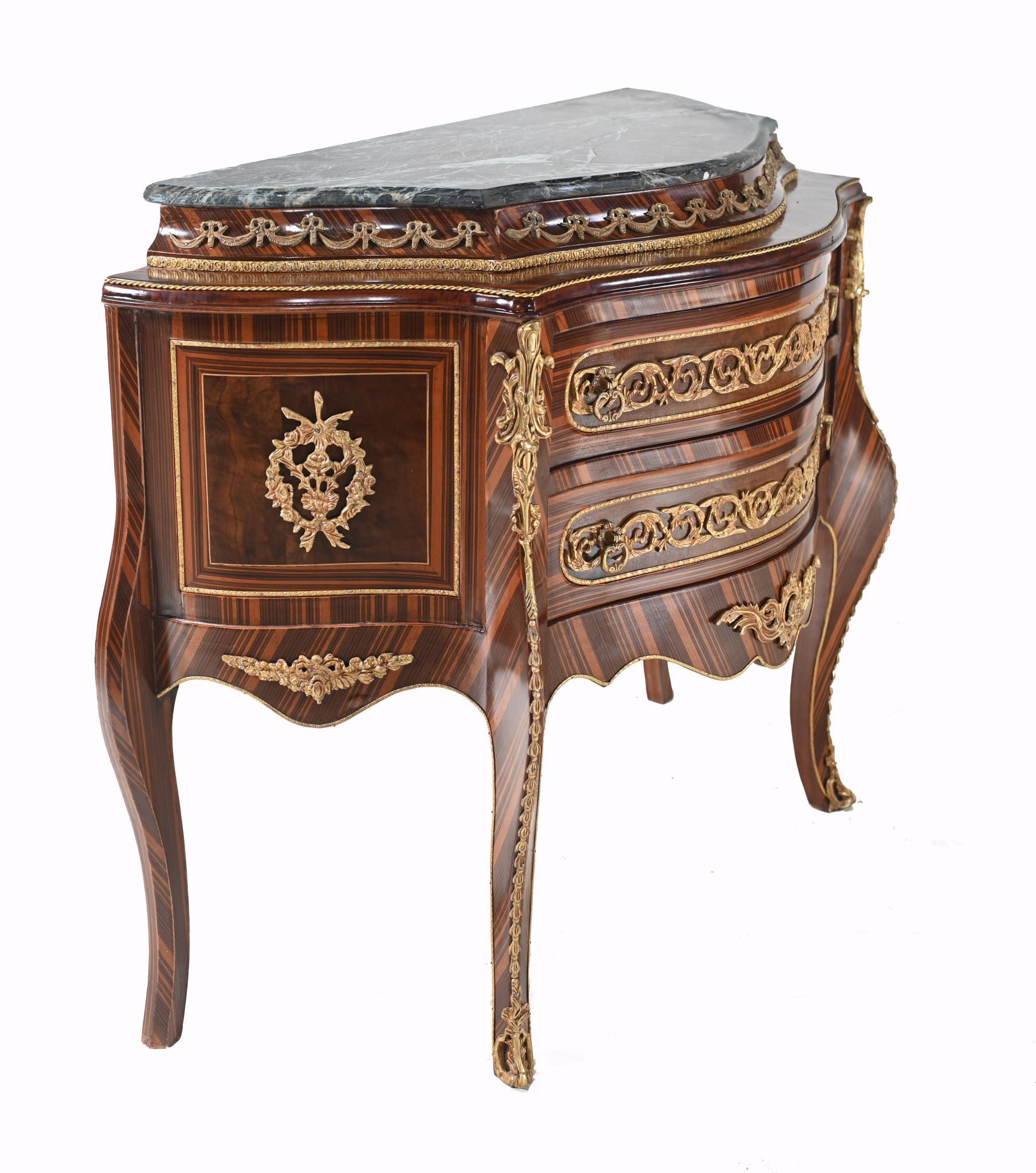 Wood Pair French Bombe Commodes Napoleon II Chest Drawers For Sale